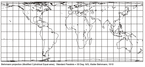 Behrmann Cylindrical Equal Area Projection