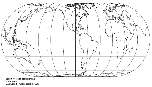 Eckert IV Pseudo-Cylindrical Projection