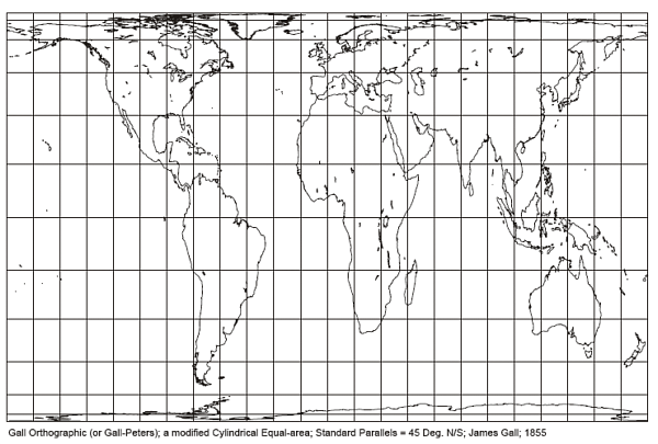 Gall-Peters Cylindrical Equal Area Projection