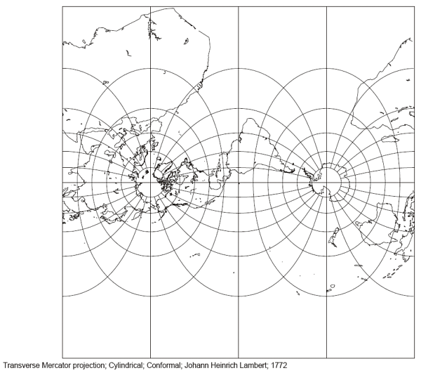 Lambert's Transverse Mercator Projection with a polar aspect